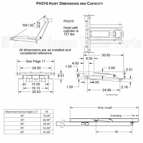 Hoist Dimensions for 4 Ton Hydraulic Scissor Hoist Kit | PH310