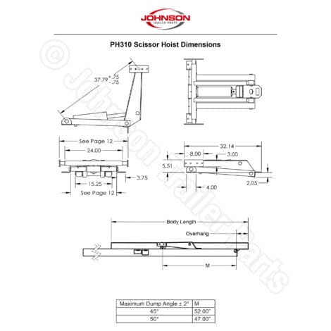 ph310 hoist dimensions