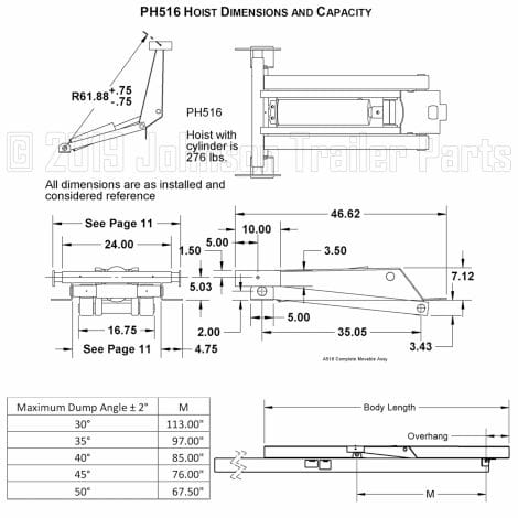 PH516 Hoist Dimensions