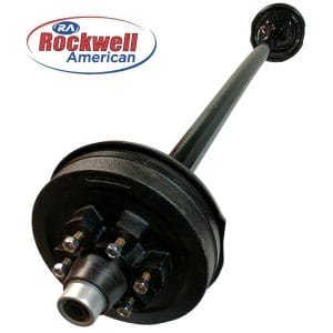 5,200 lb Electric Trailer Brake Axle - Rockwell American Posi-Lube Spindles - Powder Coated Axle - 6 Lug