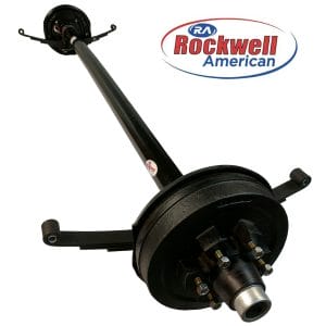 5,200 lb Electric Trailer Brake Axle with Double Eye Springs & Ubolts - Rockwell American Posi-Lube Spindles - Powder Coated Axle - 6 Lug