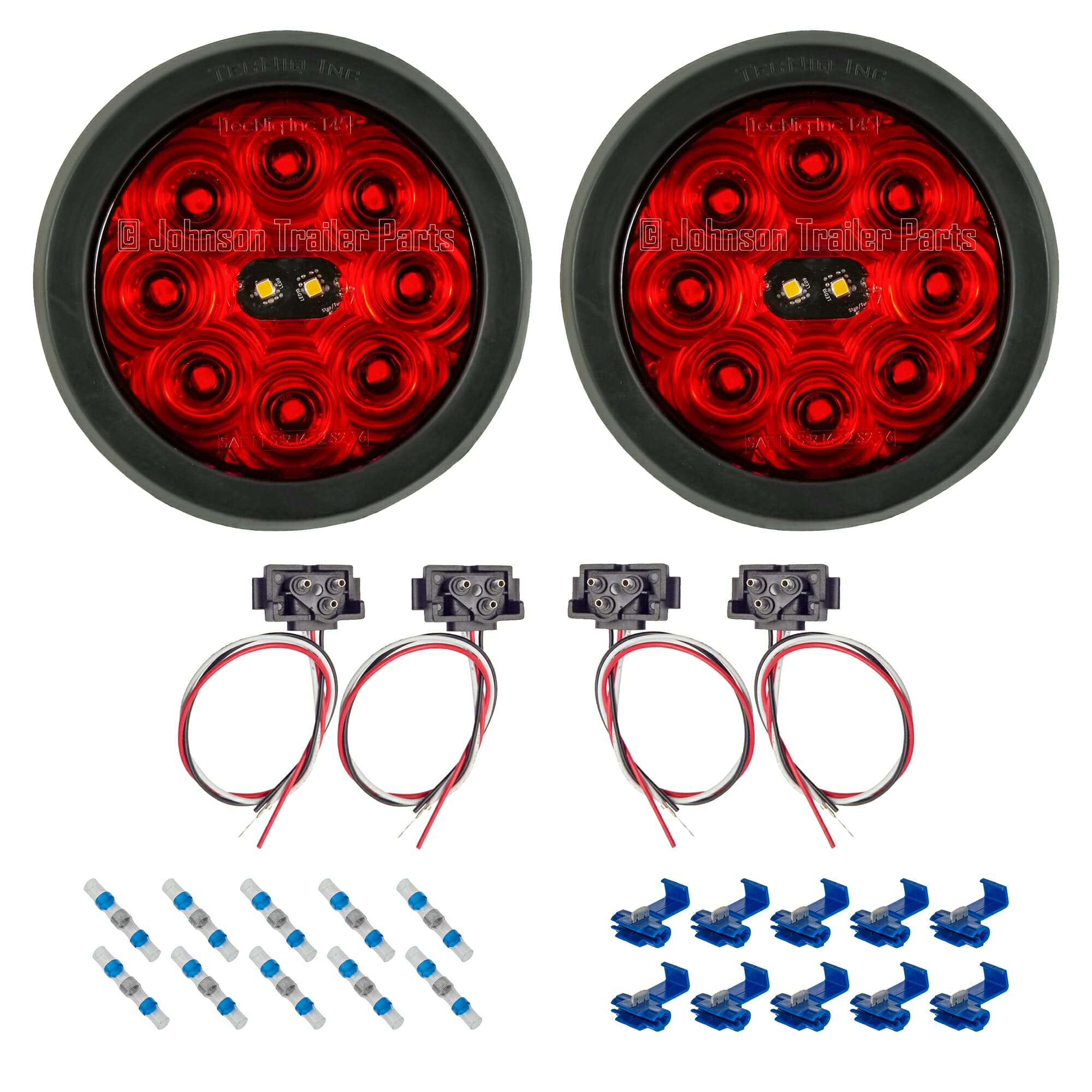 T45 Hi Vis LED Tail Light Kit 4 Round Grommet Mount w Reverse Light