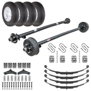 Tandem 3500 lb Axle Kit with Wheels & Tires | Brakes on 1 Axle