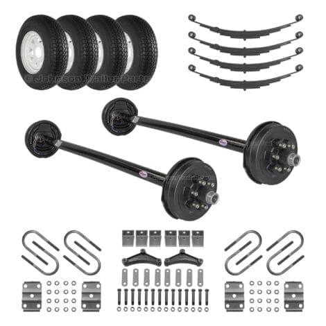 Tandem 5200 lb Electric Brake Trailer Axle Kit with Wheels & Tires