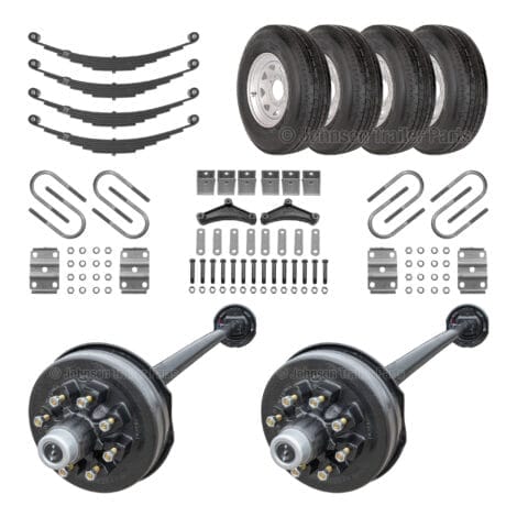 Tandem 7000 lb Electric Brake Trailer Axle Kit with Wheels & Tires