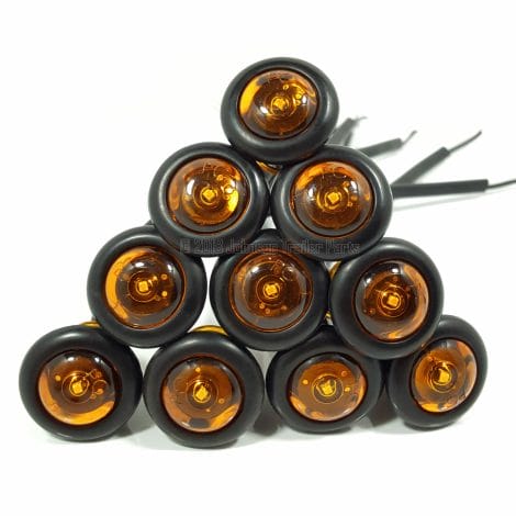 10 Pack - 3/4" Amber Side Marker LED Lights (PC Rated)