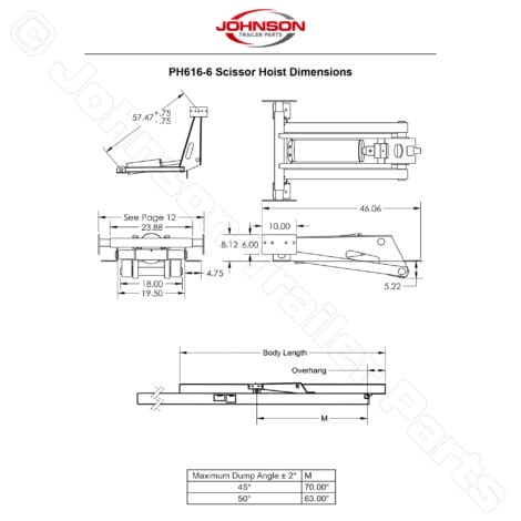 11 Ton Hydraulic Scissor Hoist Kit | Model PH616-6-6
