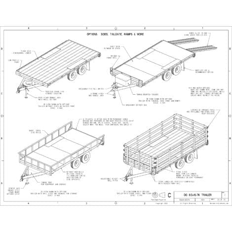 8.5′ x 16′ Deck Over Trailer Plans - 7000 lbs