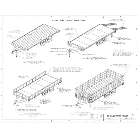 8.5′ x 20′ Deck Over Trailer Plans - 14k -16k Capacity - Image 2